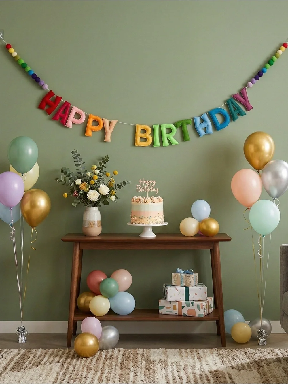 NWT Rainbow Felt Happy Birthday Banner
